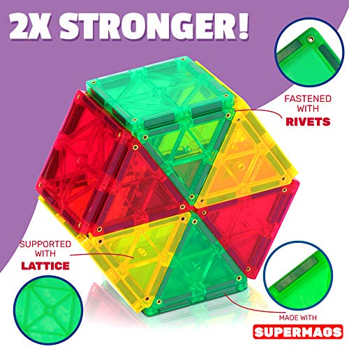 Playmags 100 Pcs di Costruzioni Magnetiche - Impara Forme,Colori e Alfabeti - STEM Magneti più Forti Giocattoli - Blocchi Magnetici 3D - Resistenti tessere magnetiche bambini - Costruzione Magnetica - immagine 4