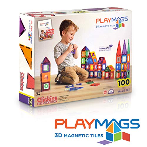 Playmags 100 Pcs di Costruzioni Magnetiche - Impara Forme,Colori e Alfabeti - STEM Magneti più Forti Giocattoli - Blocchi Magnetici 3D - Resistenti tessere magnetiche bambini - Costruzione Magnetica - immagine 6