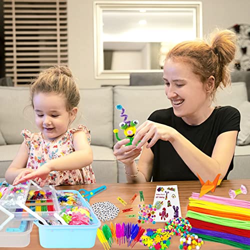 VLUINANI Lavoretti Creativi per Bambini DIY Art Craft Set Scovolini Pipa Colorati Pompon, Sticks, Piume, Kids Mestiere Fai da Te Decorazioni Giocattoli Regali - immagine 8