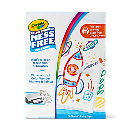 Crayola Colorazione gratuita di Wonder Mess di colore, pagine da colorare vuote, 50 conteggio, set di ricarica della pagina stampabile