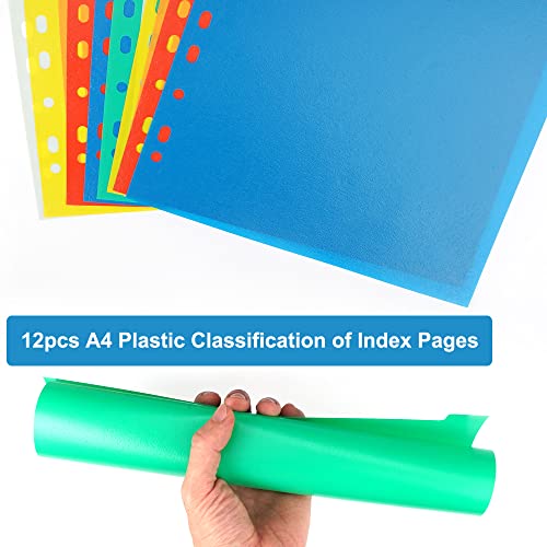 Divisori per Raccoglitori Ad Anelli A4, Lot de 12 Divisori per Quaderni ad Anelli, 11 Fori Raccoglitore Ad Anelli, Cartoncini Separatori per Raccoglitori ad Anelli, per Scuola o Ufficio - immagine 4