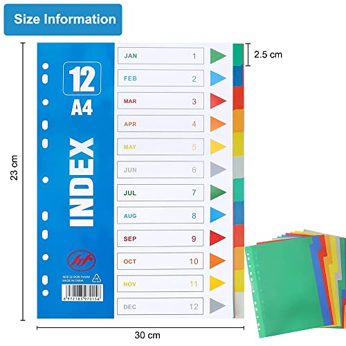Divisori per Raccoglitori Ad Anelli A4, Lot de 12 Divisori per Quaderni ad Anelli, 11 Fori Raccoglitore Ad Anelli, Cartoncini Separatori per Raccoglitori ad Anelli, per Scuola o Ufficio - immagine 5