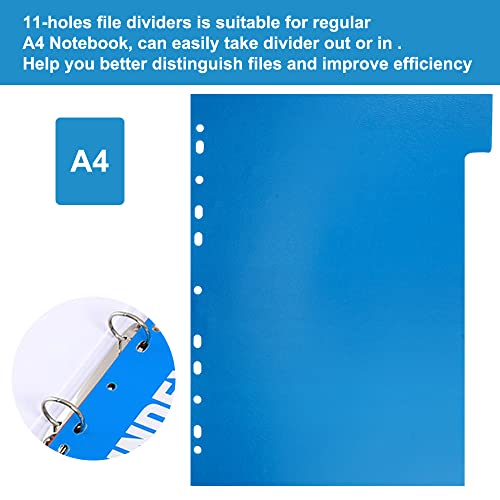 Divisori per Raccoglitori Ad Anelli A4, Lot de 12 Divisori per Quaderni ad Anelli, 11 Fori Raccoglitore Ad Anelli, Cartoncini Separatori per Raccoglitori ad Anelli, per Scuola o Ufficio - immagine 7