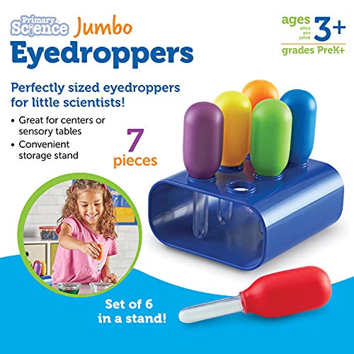 Learning Resources Contagocce jumbo con supporto Primary Science, pipette bambini, giochi causa effetto, motricità fine, 3 anni - immagine 7