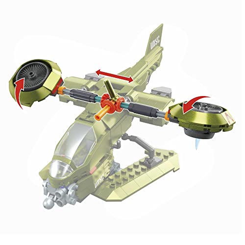 MEGA Halo - Hornet UNSC da Ricognizione, aereo con cabina di pilotaggio funzionante, 2 mini action figure e 2 motori a turbogetto, set da 91 pezzi da costruire, giocattolo per bambini, 8+ anni, HKT18 - immagine 5