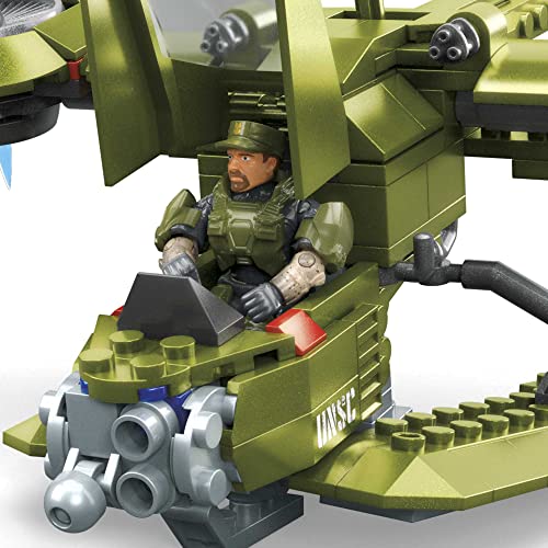 MEGA Halo - Hornet UNSC da Ricognizione, aereo con cabina di pilotaggio funzionante, 2 mini action figure e 2 motori a turbogetto, set da 91 pezzi da costruire, giocattolo per bambini, 8+ anni, HKT18 - immagine 6