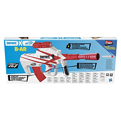 NERF Fortnite B-AR Motorized Dart Blaster, Fortnite Convergence Paint, 10-Dart Blaster, 10-Dart Magazine, 10 Darts F2344EU4 Multicolor - immagine 3
