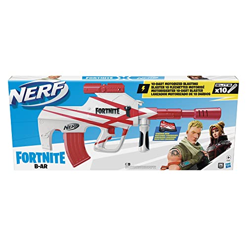 NERF Fortnite B-AR Motorized Dart Blaster, Fortnite Convergence Paint, 10-Dart Blaster, 10-Dart Magazine, 10 Darts F2344EU4 Multicolor - immagine 4