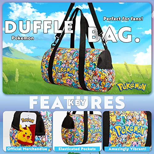 Pokemon Borsone Palestra - Borsa Piscina Bambino Bambina Borsone Da Viaggio con Tracolla Sacca Sport Calcio Idea Regalo Ragazzo Gadget Ufficiale (Multicolore) - immagine 4