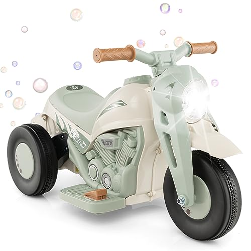 RELAX4LIFE 6V Moto Elettrica per Bambini 3-5 Anni con Creatore di Bolle,  Musica, Clacson e Fari a LED, 36 x 81 x 43 CM, Avanti e Indietro 2,5 km/h,  Carica Massima. 30