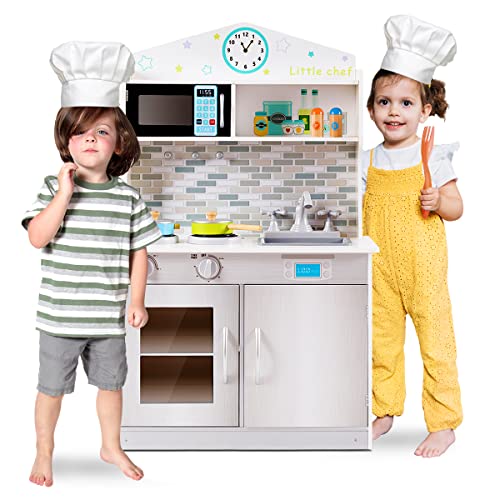 RELAX4LIFE Cucina Giocattolo in Legno per Bambini, Luci e Suoni Realistici,  Gioco di Simulazione con Telefono, Frigorifero, Distributore d'Acqua per  Bambini 3+ Anni – Giochi e Prodotti per l'Età Evolutiva