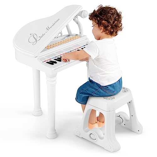 RELAX4LIFE Pianoforte per Bambini con 31 Tasti e Sgabello, Tastiera  Pianoforte Elettronico con Microfono Regolabile, Giocattolo Musicale Regalo  per Bambini 3+ Anni – Giochi e Prodotti per l'Età Evolutiva