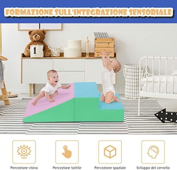 RELAX4LIFE Set di 2 Blocchi in Schiuma per Bambini, Blocchi Grandi e Leggeri da Gioco, Scaletta e Trapezio da Assemblare e per Arrampicarsi, Centro Attività Componibile per Bambini (Rosa) - immagine 4