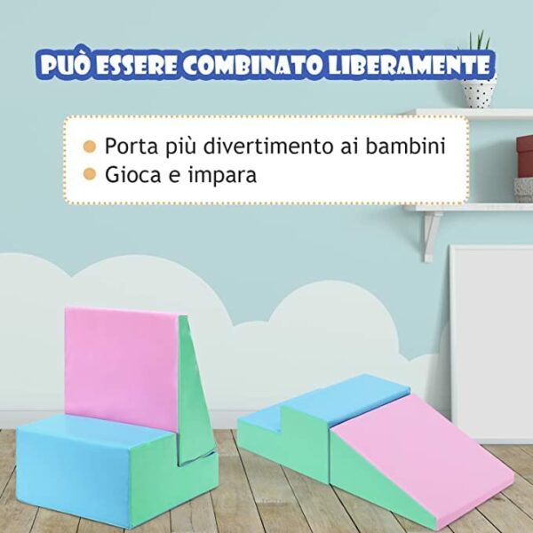 RELAX4LIFE Set di 2 Blocchi in Schiuma per Bambini, Blocchi Grandi e Leggeri da Gioco, Scaletta e Trapezio da Assemblare e per Arrampicarsi, Centro Attività Componibile per Bambini (Rosa) - immagine 6