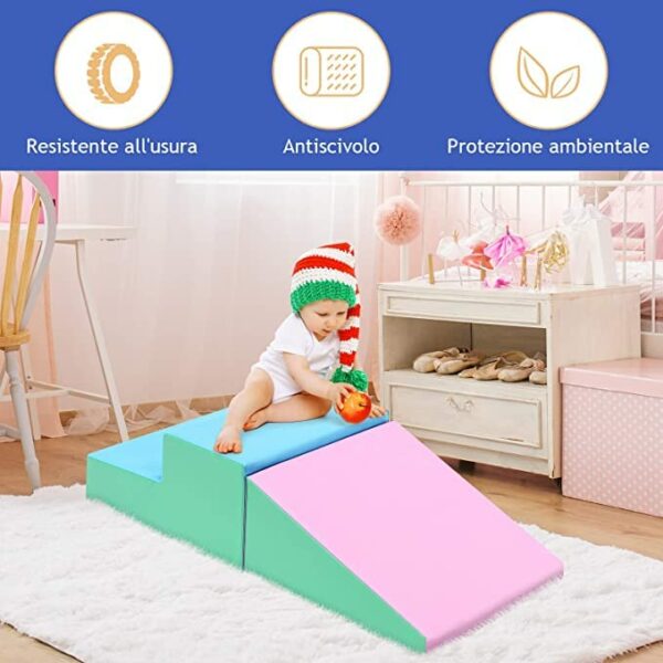 RELAX4LIFE Set di 2 Blocchi in Schiuma per Bambini, Blocchi Grandi e Leggeri da Gioco, Scaletta e Trapezio da Assemblare e per Arrampicarsi, Centro Attività Componibile per Bambini (Rosa) - immagine 7
