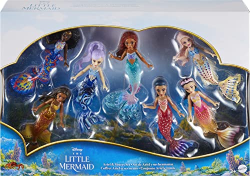 Disney La Sirenetta - Set di Mini Bambole Ariel e le Sue Sorelle, Assortimento delle 7 Sirene da Collezionare, Ciascuna con Dettagli Unici sulla Coda, Giocattolo per Bambini, 3+ Anni, HLX17 - immagine 7