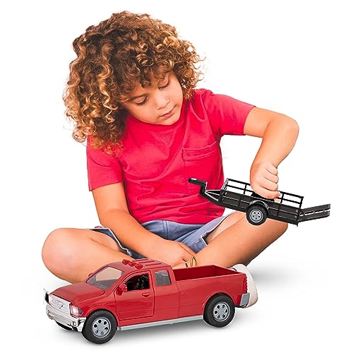 Driven by Battat Mid-Sized Pick-Up Truck Raccolta Medio rimorchio Staccabile, luci e Suoni – Camion e Giocattoli da Costruzione per Bambini dai 3 Anni in su, Colore Nylon/A, 0