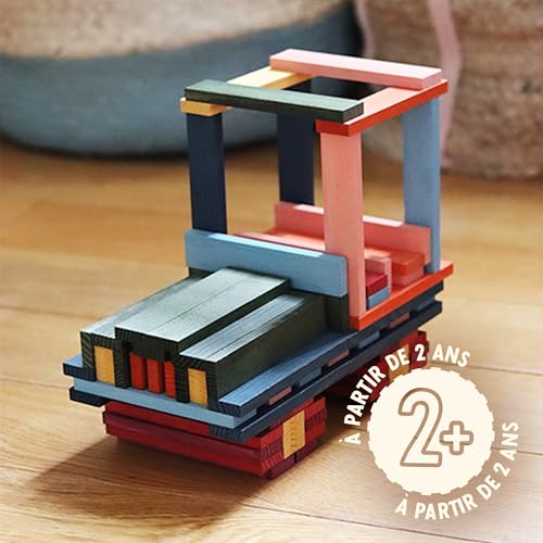 KAPLA Coffret Octocolor 100 Assi Colorate (Rosso, Arancione, Giallo, Verde, Azzurro, Blu Scuro, Rosa, Viola), Giocattolo in Legno, Set da Costruzione, da 2 Anni... - immagine 7