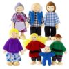Wisplye Famiglia di Bambole di Legno Set Casa Delle Gioco Famiglia con 7pcs Mini Figure Persone Adorabili Giocattolo per Bambini Ragazzi Finto Accessori Regalo