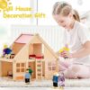 Wisplye Famiglia di Bambole di Legno Set Casa Delle Gioco Famiglia con 7pcs Mini Figure Persone Adorabili Giocattolo per Bambini Ragazzi Finto Accessori Regalo - immagine 8