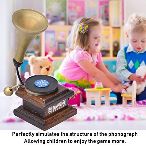 1:12 Accessori per Decorazioni per Case delle Bambole Grammofono Antico, Mobili per Famiglia Fonografo Vintage Modello di Casa delle Bambole in Legno - immagine 5