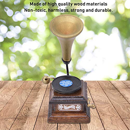 1:12 Accessori per Decorazioni per Case delle Bambole Grammofono Antico, Mobili per Famiglia Fonografo Vintage Modello di Casa delle Bambole in Legno - immagine 7