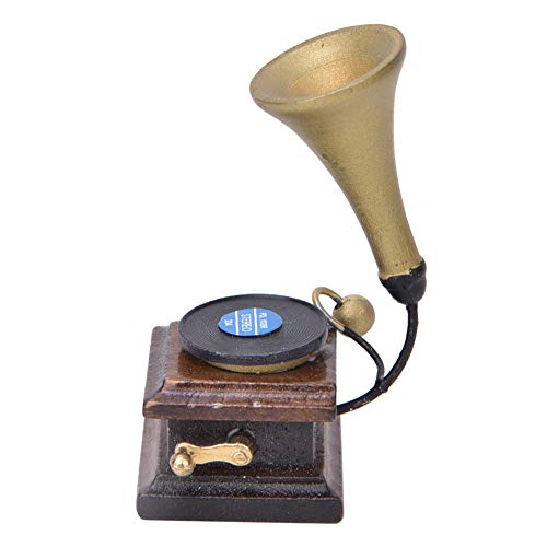 1:12 Accessori per Decorazioni per Case delle Bambole Grammofono Antico, Mobili per Famiglia Fonografo Vintage Modello di Casa delle Bambole in Legno - immagine 10