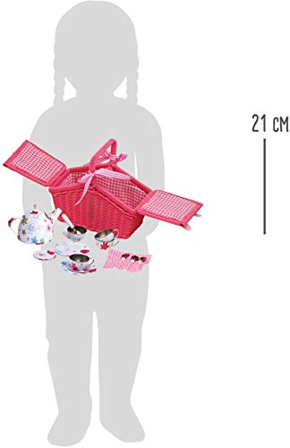 9980 Cestino da picnic Fiori colorati small foot, in legno intrecciato con accessori, set di stoviglie per bambini 20 pz., a partire da 3 anni - immagine 6
