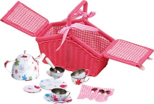 9980 Cestino da picnic Fiori colorati small foot, in legno intrecciato con accessori, set di stoviglie per bambini 20 pz., a partire da 3 anni - immagine 8