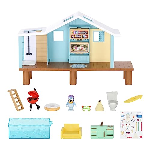 BLUEY Beach Cabin – Set da gioco con maschera esclusiva, 10 pezzi