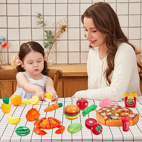 BUYGER Carrello della Spesa Giocattolo Bambini, Accessori Cucina Bambini, Taglio Frutta e Verdura Cibo Giocattoli, Giochi di Ruolo per Bambina Bambini 3 Anni, Luci e Suoni - immagine 7