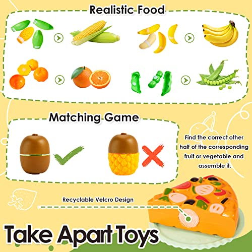 BUYGER Set Cibo Cucina Giocattoli per Bambini 3 Anni, Giocattolo da Taglio Frutta e Verdura, Accessori Alimenti Giochi di Ruolo Educativo Regalo per Bambini - immagine 3