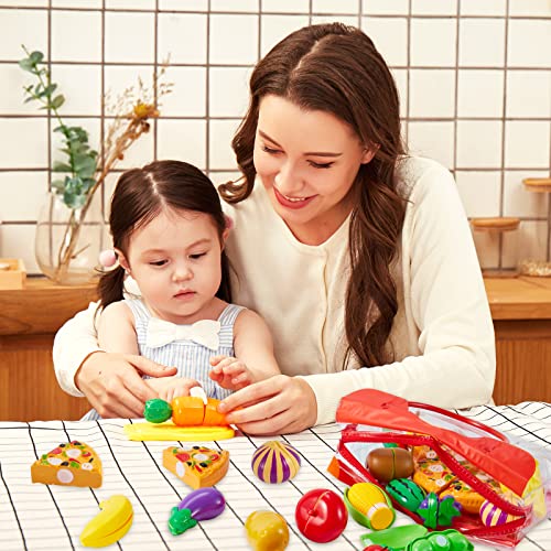 BUYGER Set Cibo Cucina Giocattoli per Bambini 3 Anni, Giocattolo da Taglio Frutta e Verdura, Accessori Alimenti Giochi di Ruolo Educativo Regalo per Bambini - immagine 7