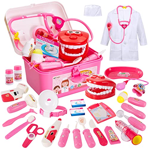 BUYGER Set Valigetta Dottoressa Bambina, 3 in 1 Kit Medico Dentista  Infermiere Giocattolo per Bambini, con Stetoscopio e Camice Dottore, Gioco  di Ruolo per Bambini 3 Anni, Rosa – Giochi e Prodotti