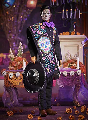 Barbie Bambola Ken Dia de Muertos con Vestiti e Dettagli Realistici, da Collezione, Giocattolo per Bambini 6+ Anni, GXL26 - immagine 3