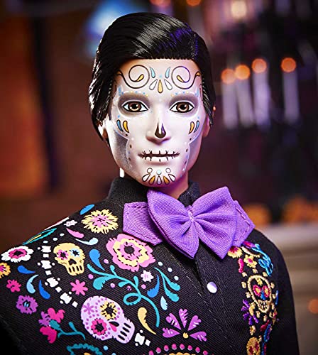 Barbie Bambola Ken Dia de Muertos con Vestiti e Dettagli Realistici, da Collezione, Giocattolo per Bambini 6+ Anni, GXL26 - immagine 4