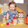 Battat – Stapelturm und Formensortierspiel 2-TLG. Set – Motorik und Lernspielzeug für Kinder ab 1 Jahr mit Buchstaben, Zahlen und Formen - immagine 8