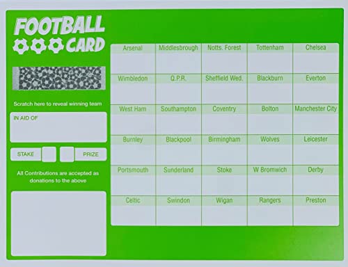 Bingo House - Tessere calcio per raccolta fondi, 30 squadre, confezione da 25 pezzi