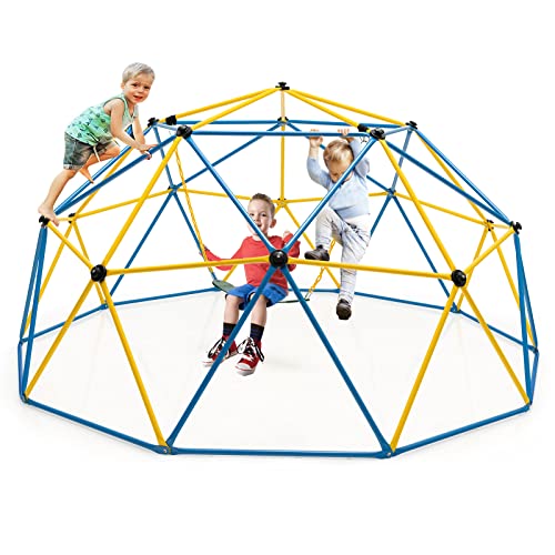 COSTWAY Cupola di Arrampicata con Altalena, Struttura per Arrampicata per  Interno ed Esterno con Portata di 363 kg, Parco Giochi per Bambini da 3 a  10 Anni – Giochi e Prodotti per l'Età Evolutiva