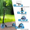 COSTWAY Scooter Monopattino Altezza Regolabile, Ruote Luminose, per Bambini e Adulti, Capacità di Carico 100kg, Alluminio, 10+ Anni - immagine 3