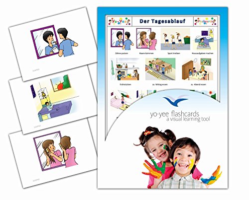 Carte illlustrate educativi Ordine del Giorno - Flashcard Lingua Tedesco - Bildkarten Tagesablauf