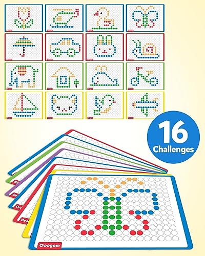 Coogam Magnetic Drawing Board Large Magnet Doodle Board with Pen and Dot Beads, Color Shape Pattern Art Pad, Montessori Educational Traveling Toy Gift for 3 4 5 6 Years Old Toddlers - immagine 3