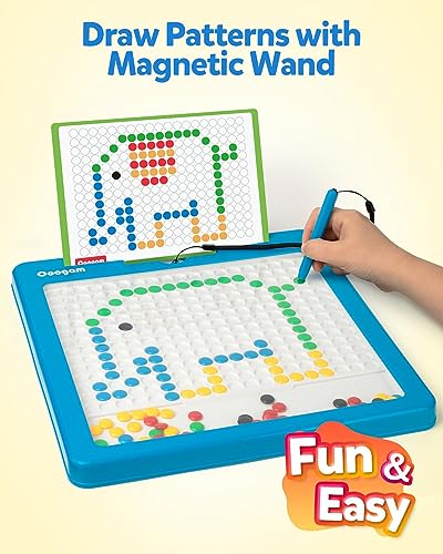 Coogam Magnetic Drawing Board Large Magnet Doodle Board with Pen and Dot Beads, Color Shape Pattern Art Pad, Montessori Educational Traveling Toy Gift for 3 4 5 6 Years Old Toddlers - immagine 4