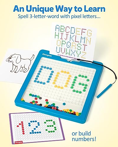 Coogam Magnetic Drawing Board Large Magnet Doodle Board with Pen and Dot Beads, Color Shape Pattern Art Pad, Montessori Educational Traveling Toy Gift for 3 4 5 6 Years Old Toddlers - immagine 5