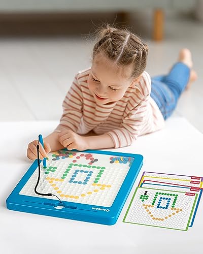 Coogam Magnetic Drawing Board Large Magnet Doodle Board with Pen and Dot Beads, Color Shape Pattern Art Pad, Montessori Educational Traveling Toy Gift for 3 4 5 6 Years Old Toddlers - immagine 7
