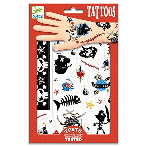 Djeco - Tatuaggi dei pirati, colore beige, 2 (DJ09584A), colore/modello assortito.