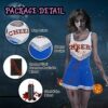 FORMIZON Costume da Cheerleader Zombie, Costume da Cheerleader Zombie Horror, Costume da Cheerleader Donna con Pompon e Sangue Finto, Costume da Adulto Halloween per Ragazze Festa Cosplay - immagine 4