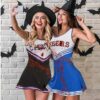 FORMIZON Costume da Cheerleader Zombie, Costume da Cheerleader Zombie Horror, Costume da Cheerleader Donna con Pompon e Sangue Finto, Costume da Adulto Halloween per Ragazze Festa Cosplay - immagine 7