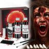 FORMIZON Sangue Finto Set, Halloween Sangue Finto Liquido, 60ml Sangue Fresco, 60ml Sangue Finto Rosso Scuro, Trucco Zombie Vampiro Spaventoso, Cicatrici da Zombie Accessori per il Trucco di Halloween