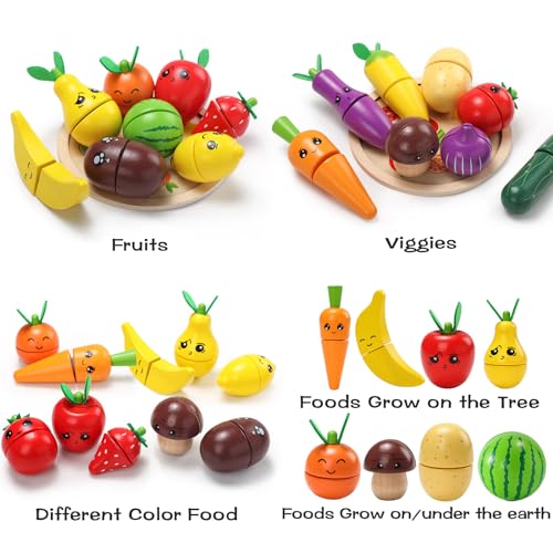 GAGAKU Gioco in legno Cibo Set di Giocattoli di Taglio per Bambini Giocattoli Da Cucina Giocattoli Bambino Accessori Da Cucina 12PCS - immagine 3